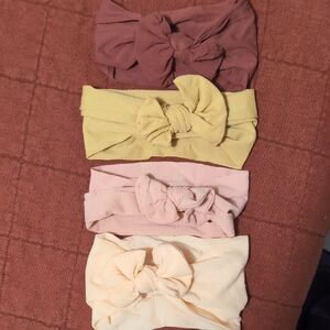 Kids Bow Headband Set Of 4 - Burgundy, Yellow, Pink